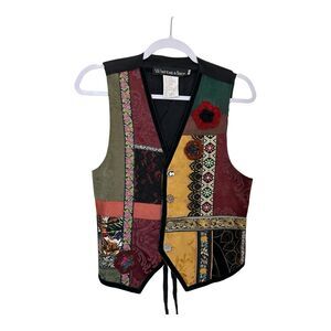Whittail & Shon Mixed Media Vest Sz M VTG Patchwork Boho